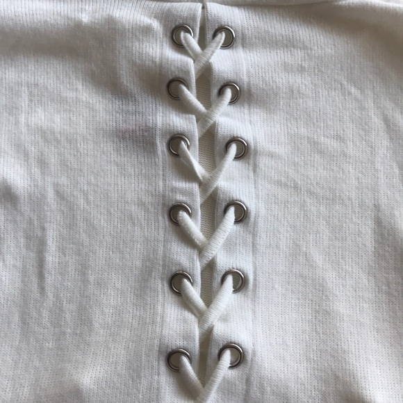 Sz SMALL Cowl Neck Grommet Lace Up Peplum - Picture 8 of 12